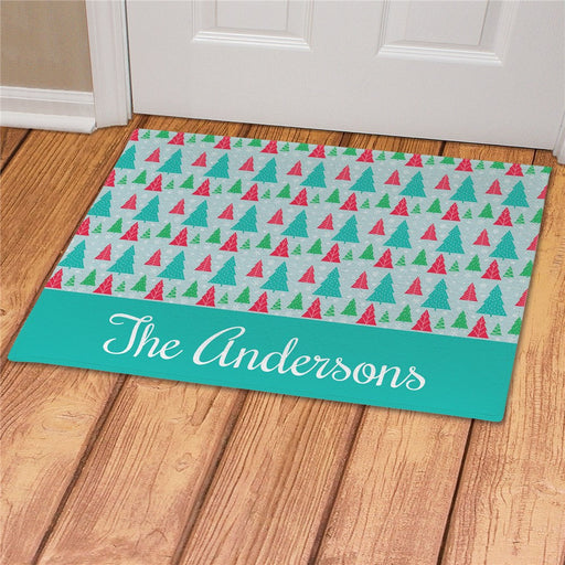 Christmas Trees Personalized Doormat - Custom Seasonal Welcome Mat - Way Up Gifts