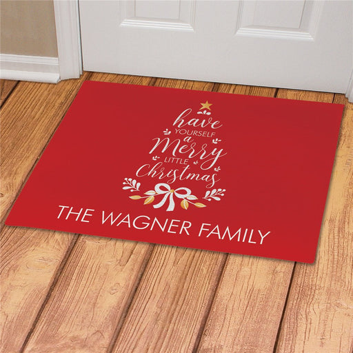 Merry Little Christmas Personalized Doormat - Custom Holiday Entry Mat - Way Up Gifts