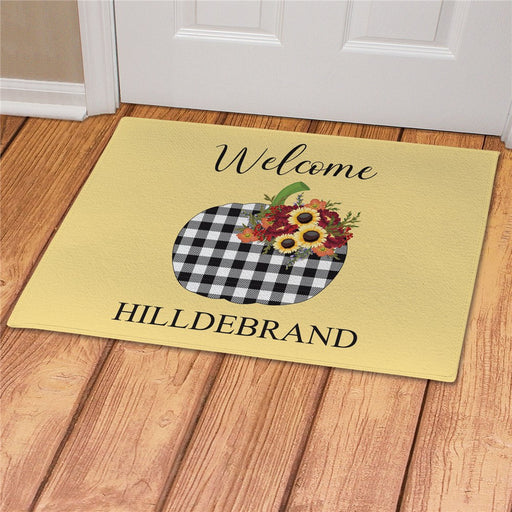 Buffalo Pumpkin Personalized Doormat - Custom Fall Entry Mat - Way Up Gifts