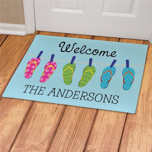 Flip Flops Personalized Doormat - Custom Summer Entry Mat - Way Up Gifts