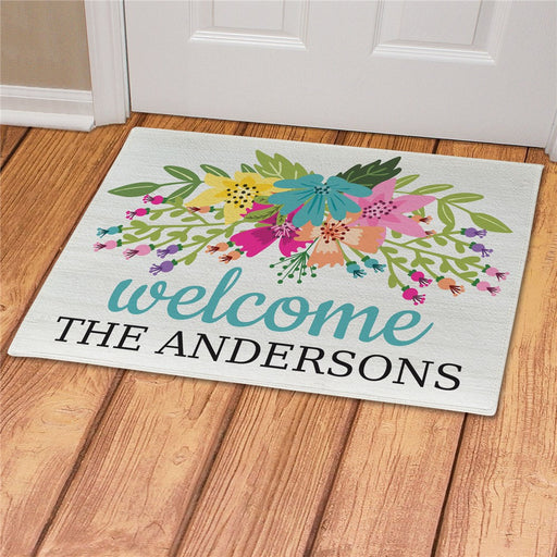 Floral Personalized Doormat - Custom Flower-Themed Entry Mat - Way Up Gifts