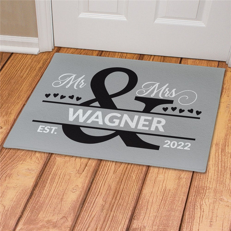 Mr. and Mrs. Ampersand Personalized Doormat - Custom Wedding Entry Mat - LED Gift Works