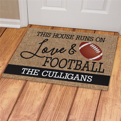Love and Football Personalized Doormat - Custom Fan Welcome Mat - Way Up Gifts