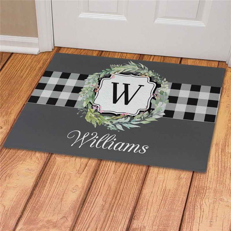 Wreath Personalized Doormat - Custom Welcome Mat with Name - LED Gift Works