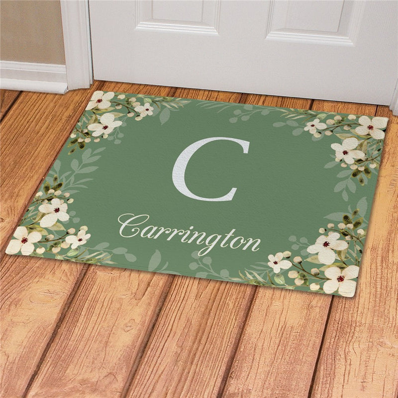 Pretty Flowers Personalized Doormat - Custom Floral Entry Mat - LED Gift Works