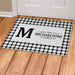 Black Plaid Initial Name Personalized Doormat - Custom Monogram Entry Mat - Way Up Gifts