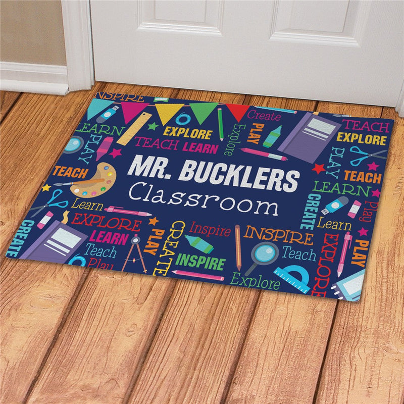 Classroom Word Art Personalized Doormat - Custom School Welcome Mat - LED Gift Works