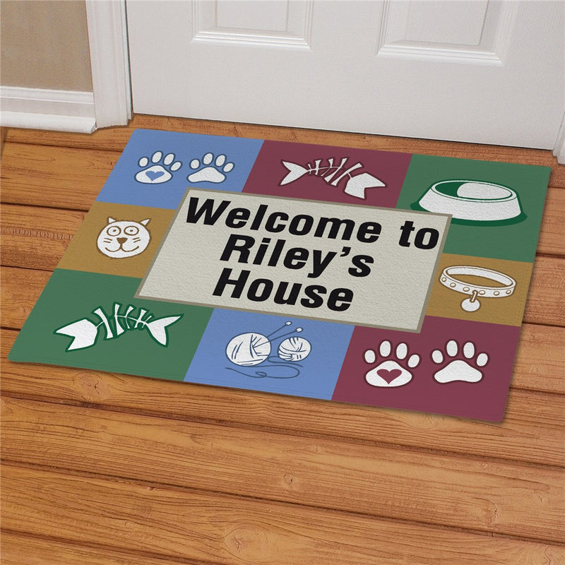 Kitty's House Personalized Pet Doormat - Custom Cat Entry Mat - LED Gift Works