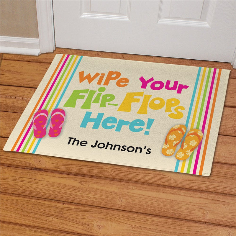 Flip Flops Beach House Personalized Doormat - Custom Coastal Welcome Mat - LED Gift Works