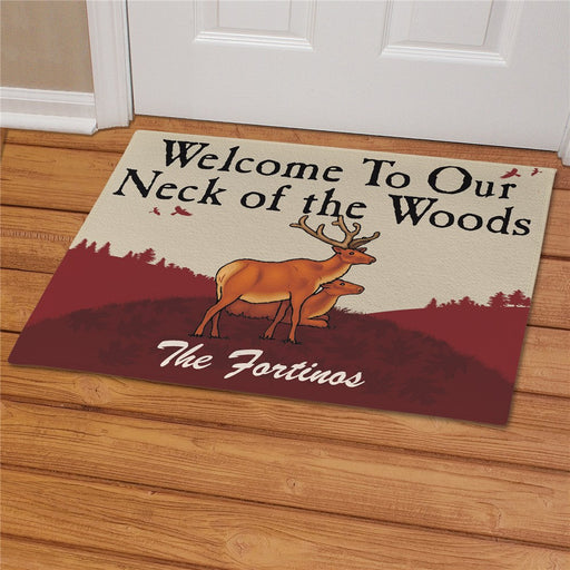 Neck of the Woods Personalized Doormat - Custom Outdoors Welcome Mat - Way Up Gifts