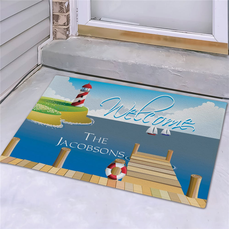 Lake House Personalized Doormat - Custom Vacation Entry Mat - LED Gift Works