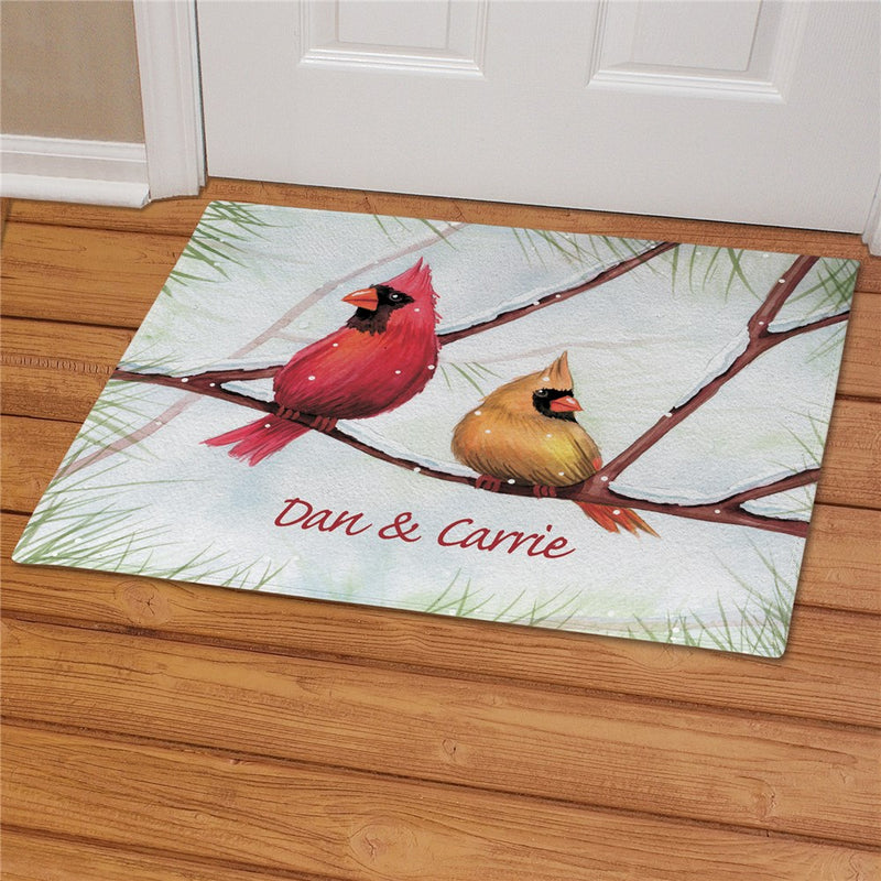 Cardinals Birds Personalized Doormat - Custom Nature Entry Mat - LED Gift Works