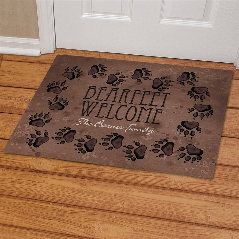 Bearfeet Personalized Welcome Mat - Custom Family Entry Mat - LED Gift Works