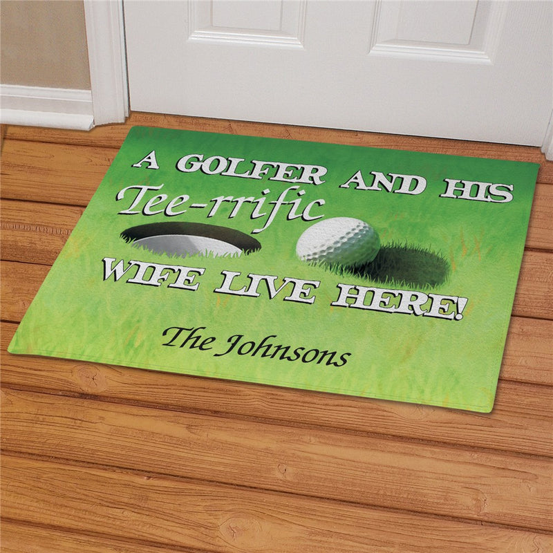 Tee-Rrific Wife Golf Personalized Doormat - Custom Golf Welcome Mat - LED Gift Works