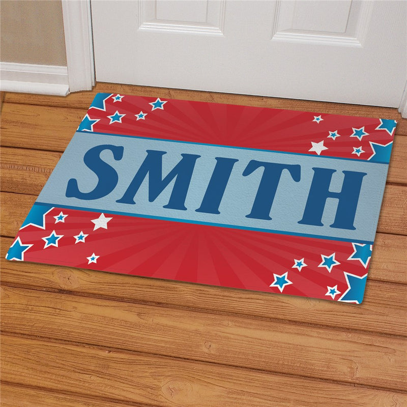 4th of July Personalized Welcome Mat - Custom Independence Day Entry Mat - LED Gift Works