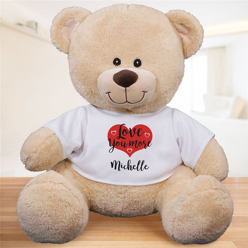 Love You More Teddy Bear with Custom Name - Personalized Gift for Her or Him - LED Gift Works