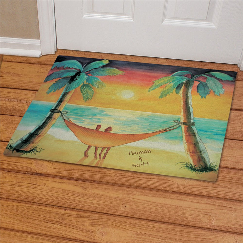 Beach Sunset Personalized Doormat - Custom Coastal Welcome Mat - LED Gift Works