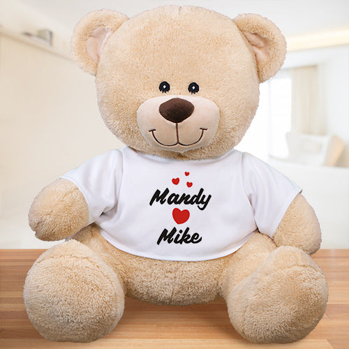 I Love You Teddy Bear with Personalized Shirt - Custom Romantic Gift - LED Gift Works