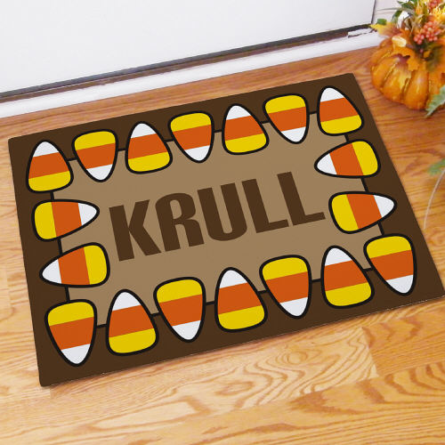Candy Corn Halloween Personalized Doormat - Custom Holiday Welcome Mat - LED Gift Works