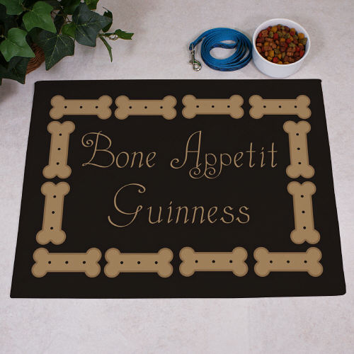Bone Appetit Personalized Dog Food Mat - Custom Pet Feeding Rug - LED Gift Works