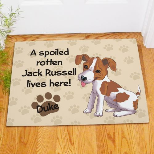 Jack Russell Spoiled Here Personalized Doormat - Custom Dog Entry Mat - LED Gift Works