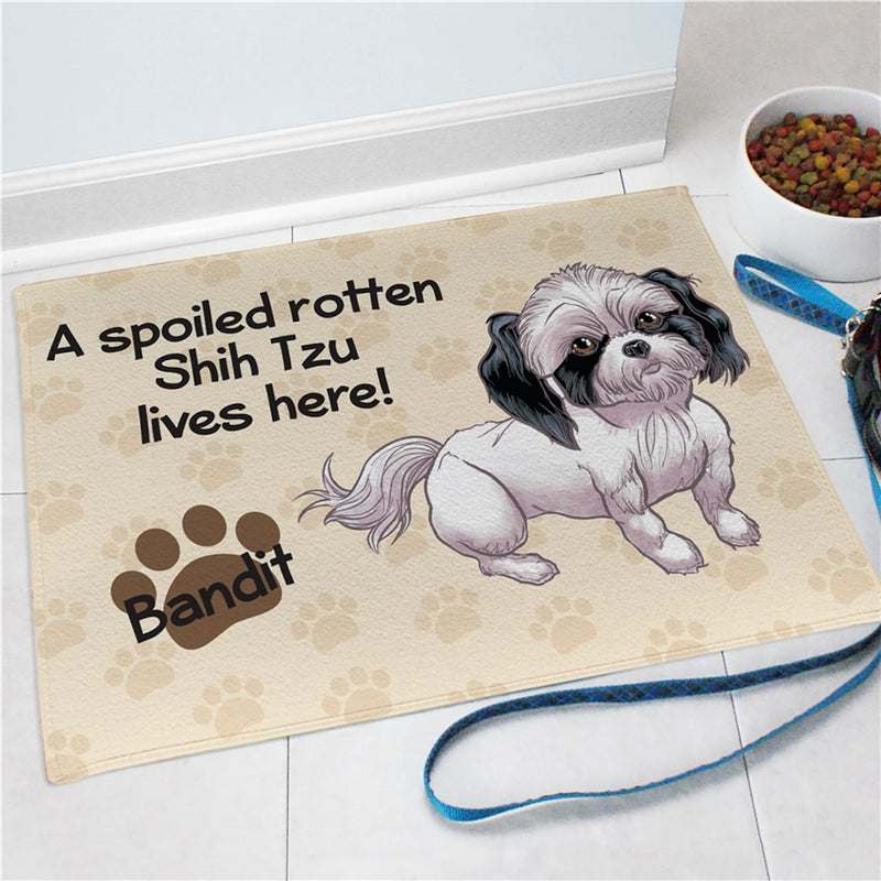 Shih Tzu Spoiled Here Personalized Doormat - Custom Dog Entry Mat - LED Gift Works