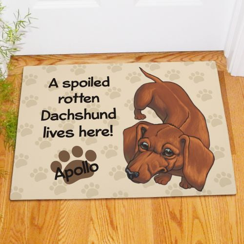 Dachshund Spoiled Here Personalized Doormat - Custom Pet Entry Mat - LED Gift Works