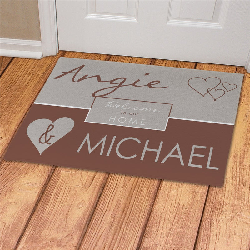 Couple's Love Personalized Welcome Mat - Custom Romantic Entry Mat - LED Gift Works