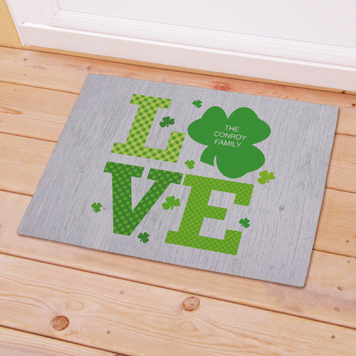 Shamrock Love Personalized Doormat - Custom St. Patrick's Day Mat - LED Gift Works