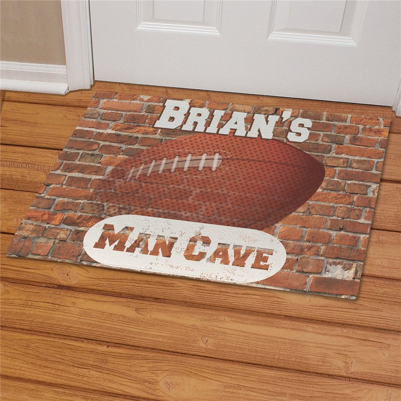 Football Man Cave Personalized Doormat - Custom Sports Welcome Mat - LED Gift Works