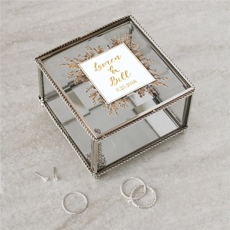 Personalized Couples Jewelry Box - Custom Wedding or Anniversary Box - LED Gift Works