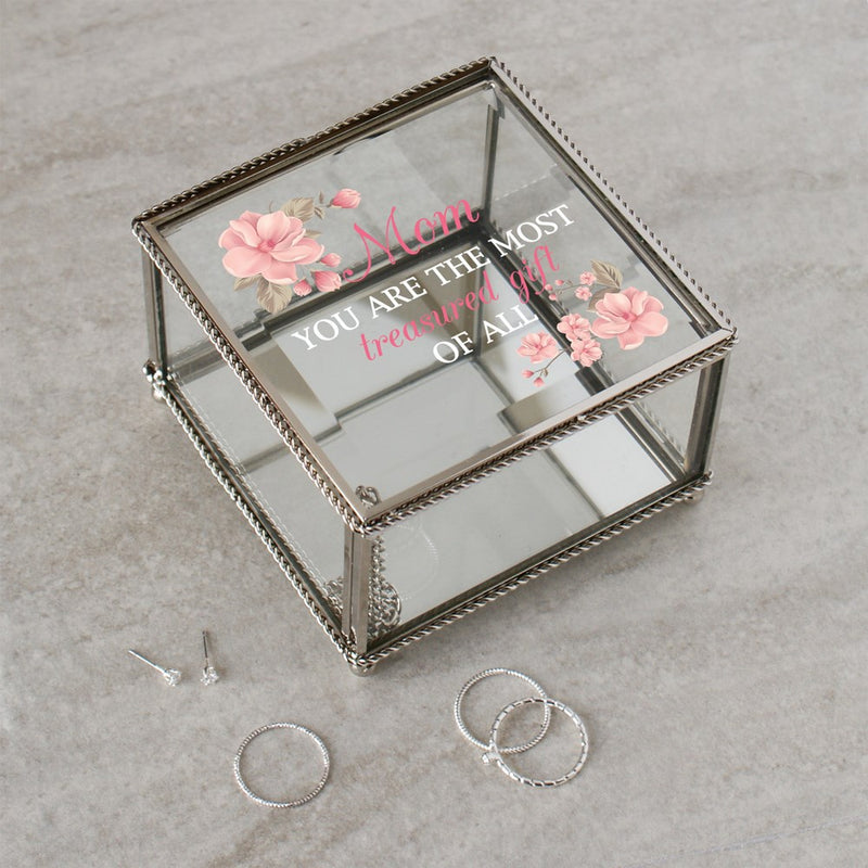 Most Treasured Gift Glass Jewelry Box - Gift for Mom - LED Gift Works