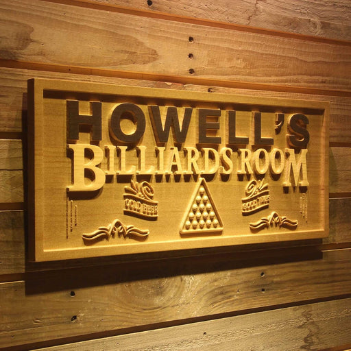 Personalized Pool Billiards Room Custom Wood Sign 3D Engraved Wall Plaque - LED Gift Works