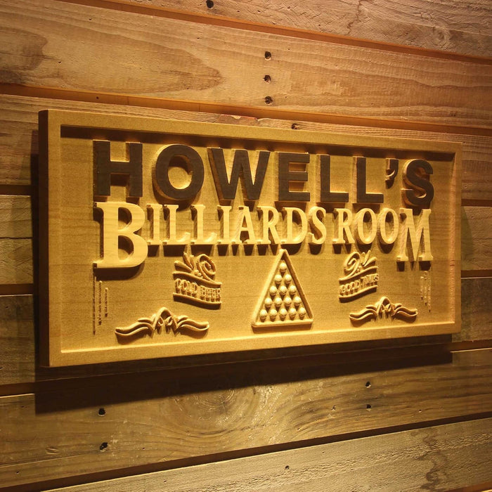 Personalized Pool Billiards Room Custom Wood Sign 3D Engraved Wall Plaque - Way Up Gifts
