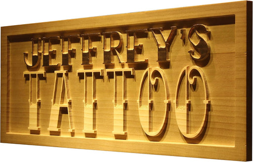 Personalized Tattoo Custom Wood Sign 3D Engraved Wall Plaque - LED Gift Works