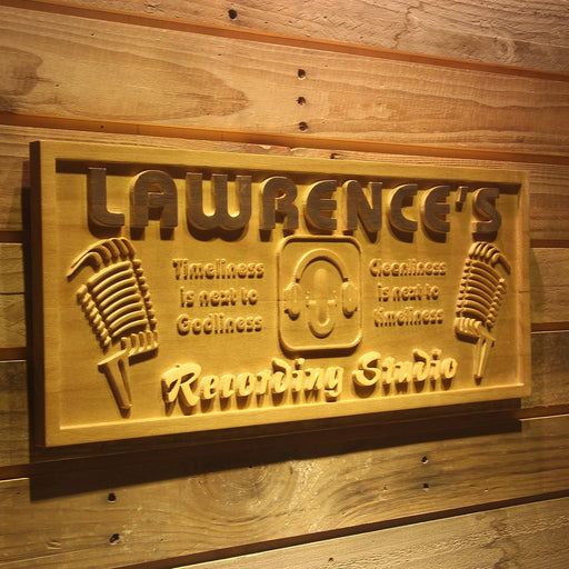 Personalized Recording Studio Custom Wood Sign 3D Engraved Wall Plaque - LED Gift Works