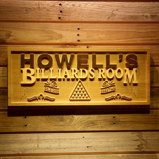 Personalized Pool Billiards Room Custom Wood Sign 3D Engraved Wall Plaque - Way Up Gifts