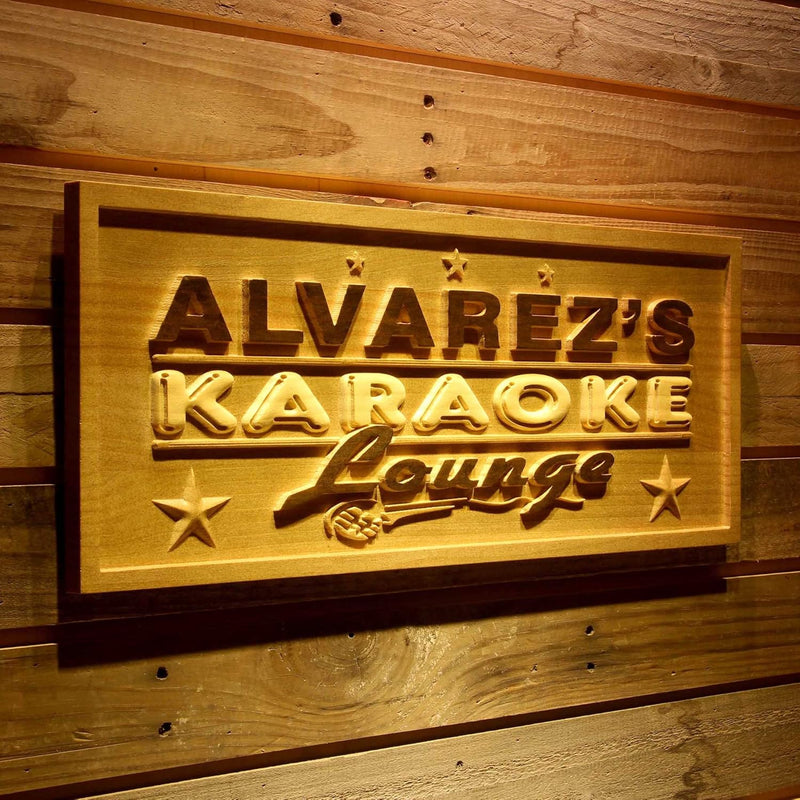 Personalized Karaoke Lounge Custom Wood Sign 3D Engraved Wall Plaque - LED Gift Works