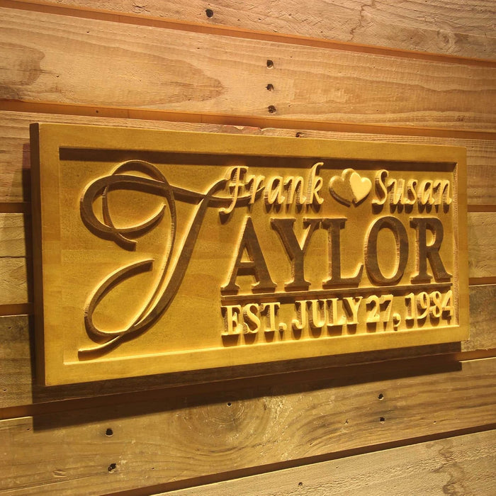 Personalized Custom Wedding Couples Name Anniversary Custom Wood Sign 3D Engraved Wall Plaque - Way Up Gifts