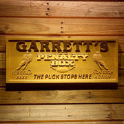 Personalized Hockey Man Cave Penalty Box Custom Wood Sign 3D Engraved Wall Plaque - LED Gift Works