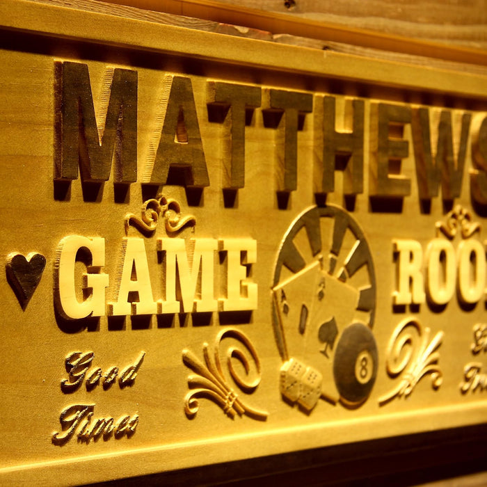 Personalized Game Room Custom Wood Sign 3D Engraved Wall Plaque - Way Up Gifts