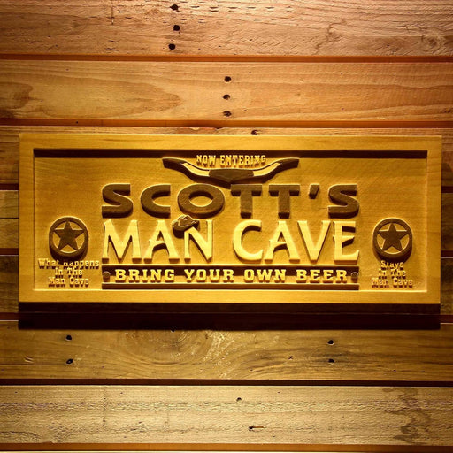 Personalized Man Cave Custom Wood Sign 3D Engraved Wall Plaque - Way Up Gifts