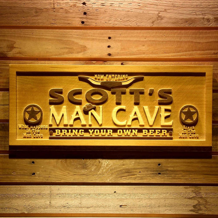 Personalized Man Cave Custom Wood Sign 3D Engraved Wall Plaque - Way Up Gifts