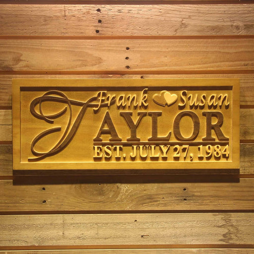 Personalized Custom Wedding Couples Name Anniversary Custom Wood Sign 3D Engraved Wall Plaque - Way Up Gifts