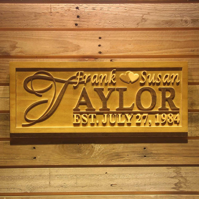 Personalized Custom Wedding Couples Name Anniversary Custom Wood Sign 3D Engraved Wall Plaque - Way Up Gifts