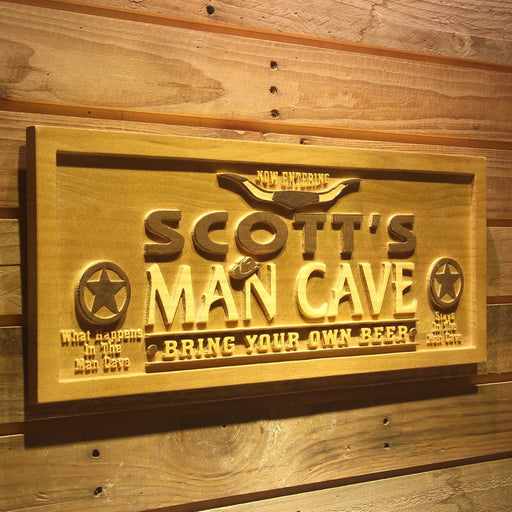 Personalized Man Cave Custom Wood Sign 3D Engraved Wall Plaque - LED Gift Works