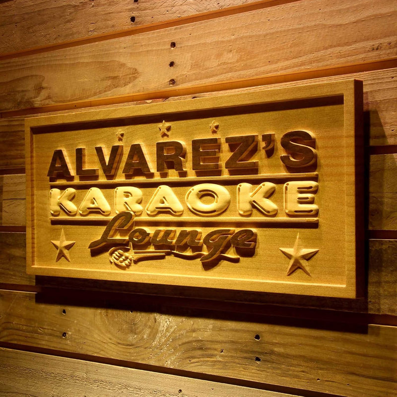 Personalized Karaoke Lounge Custom Wood Sign 3D Engraved Wall Plaque - LED Gift Works