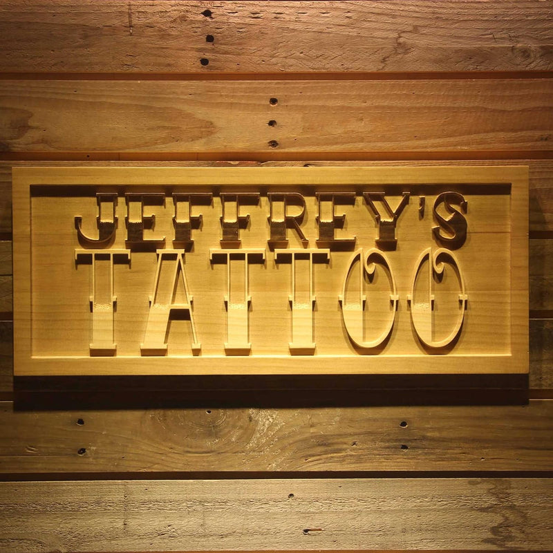 Personalized Tattoo Custom Wood Sign 3D Engraved Wall Plaque - LED Gift Works