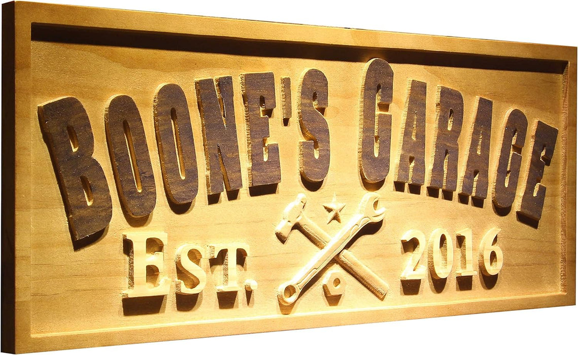 Personalized Work Shop Tools Garage Custom Wood Sign 3D Engraved Wall Plaque - Way Up Gifts