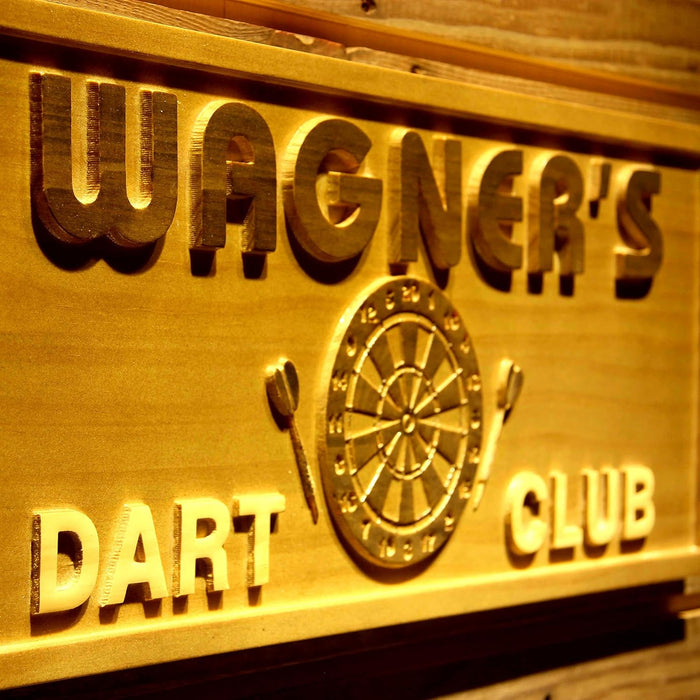 Personalized Dart Club Custom Wood Sign 3D Engraved Wall Plaque - Way Up Gifts